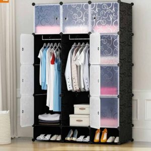 3-Column Plastic Wardrobe-Black