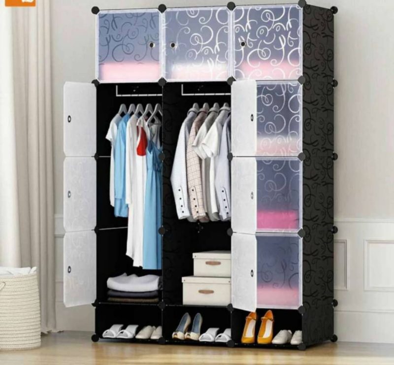 3-Column Plastic Wardrobe-Black