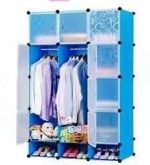 3-Column Plastic Wardrobe-Blue