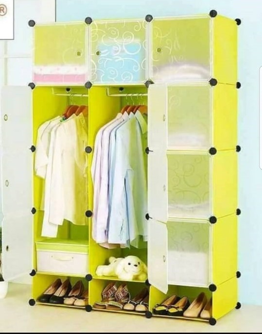 3-Column Plastic Wardrobe Lime-Green