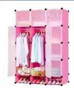 3-Column Plastic Wardrobe-Pink