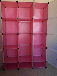 3-Column Plastic Wardrobe-Pink