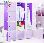 3-Column Plastic wardrobe-Purple