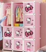3-Column Plastic Wardrobe-Hello Kitty