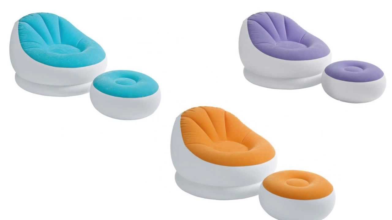 Intex Inflatable Cafe Chaise Lounge Chair and Ottoman