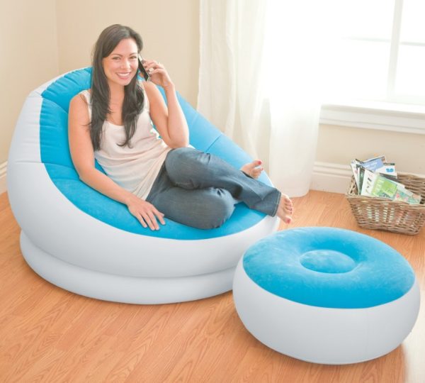 Intex Inflatable Cafe Chaise Lounge Chair and Ottoman