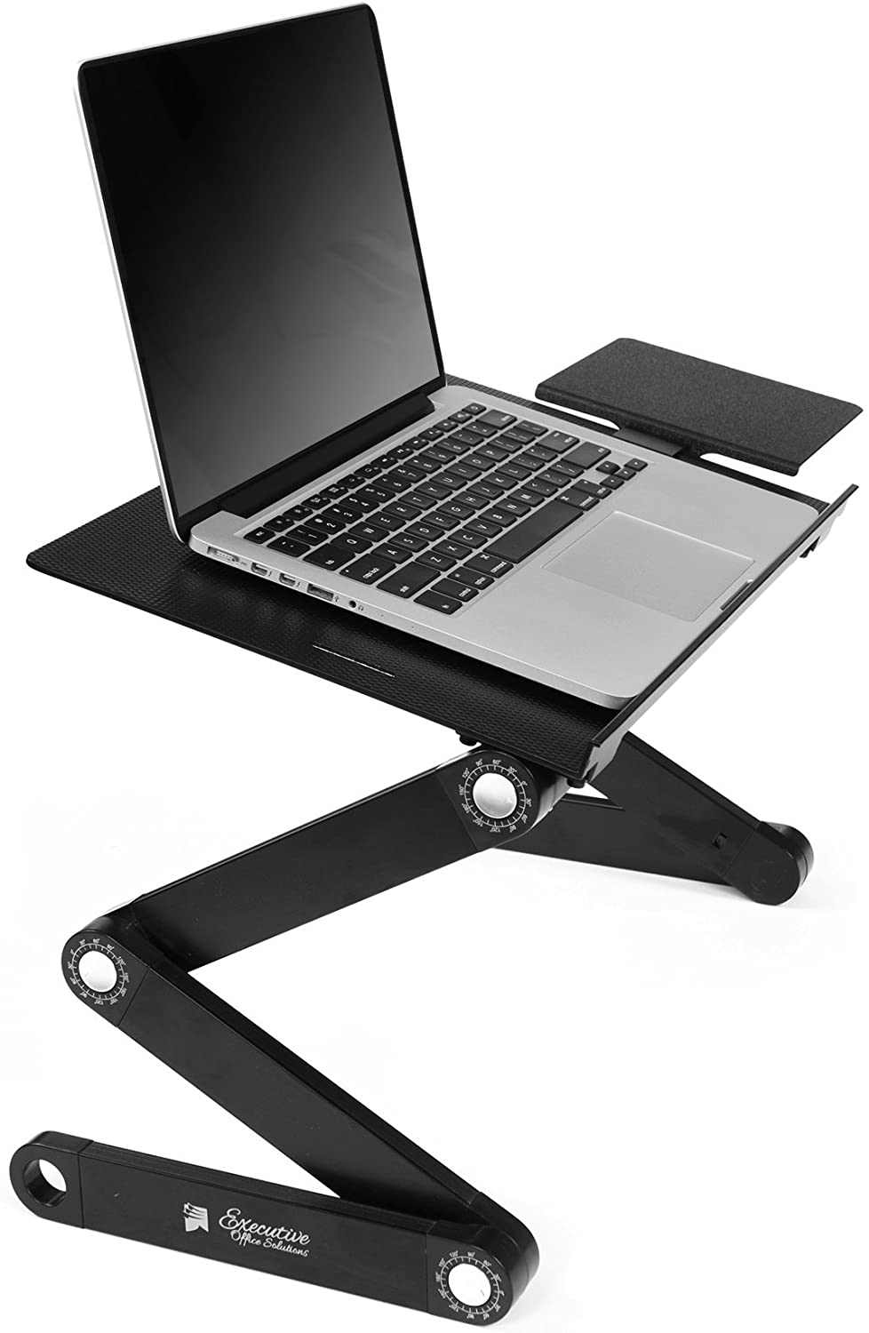 Portable Adjustable Aluminum Laptop Stand Vented with CPU Fans and Mouse Pad Side