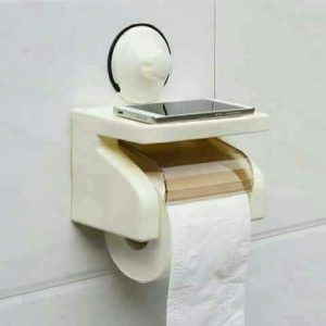 White Classy Tissue Holder With Phone Holder