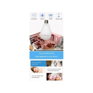 Panorama Nanny Camera - Wi-Fi Light Bulb - 360 Degrees Wide Angle