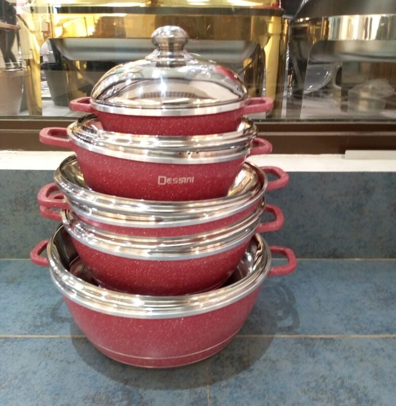 Dessini 10 Pcs Non-Stick Granite Cooking & Serving Pots & Pans