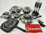 Dessini Durable Italian- 23 piece Non-Stick DieCast Cooking Pots - Black