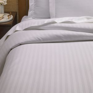 Plain White Striped Duvet Cover Set