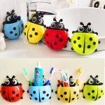 Cute Ladybird Suction Sucker Toothbrush Toothpaste Holder