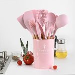 12 Pcs Wooden Silicone Kitchen Spoons Set