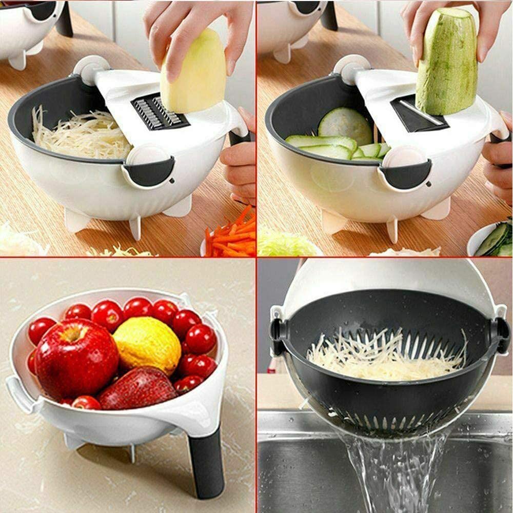 9 in 1 Magic Multifunctional Rotate Vegetable Cutter with Drain Basket4