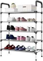 5 Tiers Shoe Storage Rack, Metal Adjustable Shoe Organiser