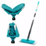 Durable hand-free flat microfibre mop