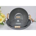 Granite Deep Pan With Wooden Handles