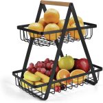 2-Tier Fruit Basket Metal Fruit Bowl