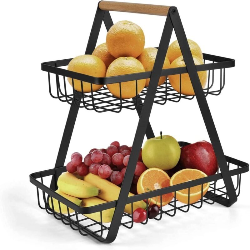 2-Tier Fruit Basket Metal Fruit Bowl