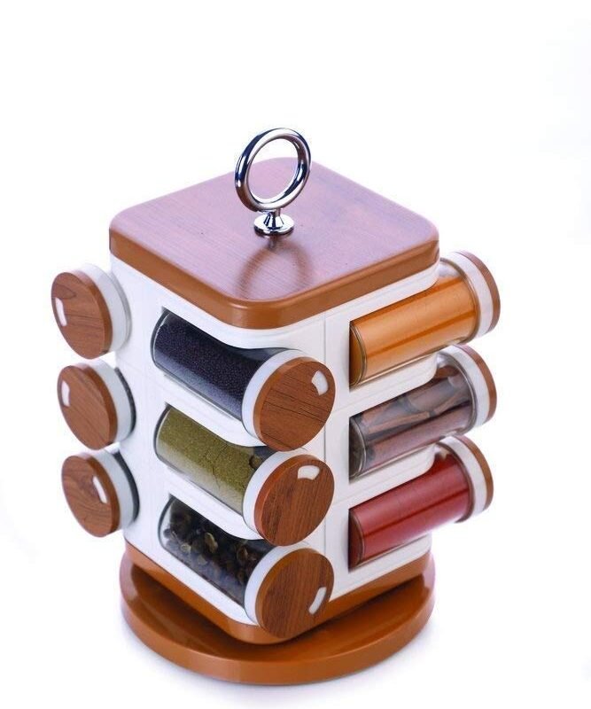 Rotating Spice Rack With Bottles