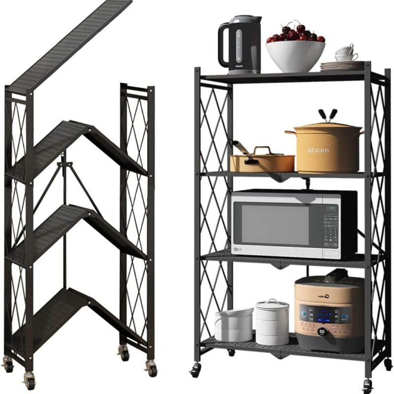 Multifunctional Metallic Foldable Kitchen Rack