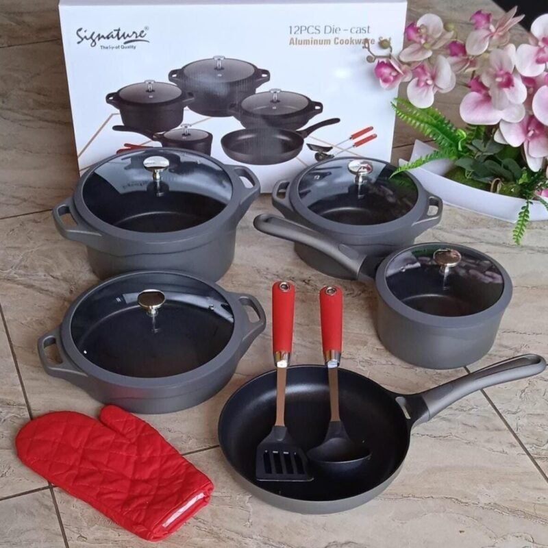 12 pcs Die Cast Cookware set-Grey.