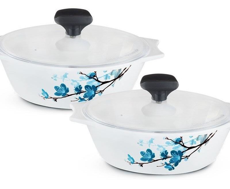 4Pcs White Glass Casserole Set