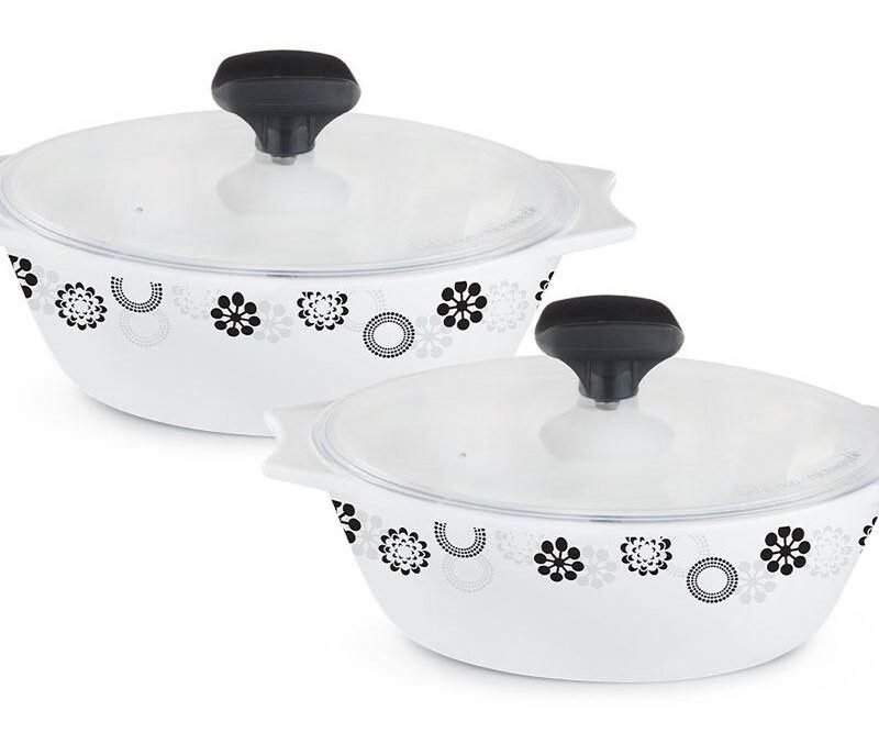 4 pcs White Glass Casserole set